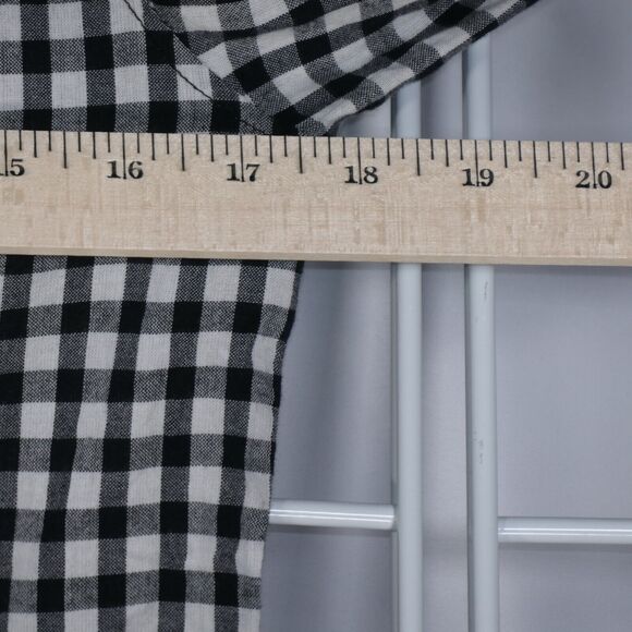 Ann Taylor Loft Blouse Women PS Small Petite Black White Gingham Split Sleeves - Picture 12 of 13